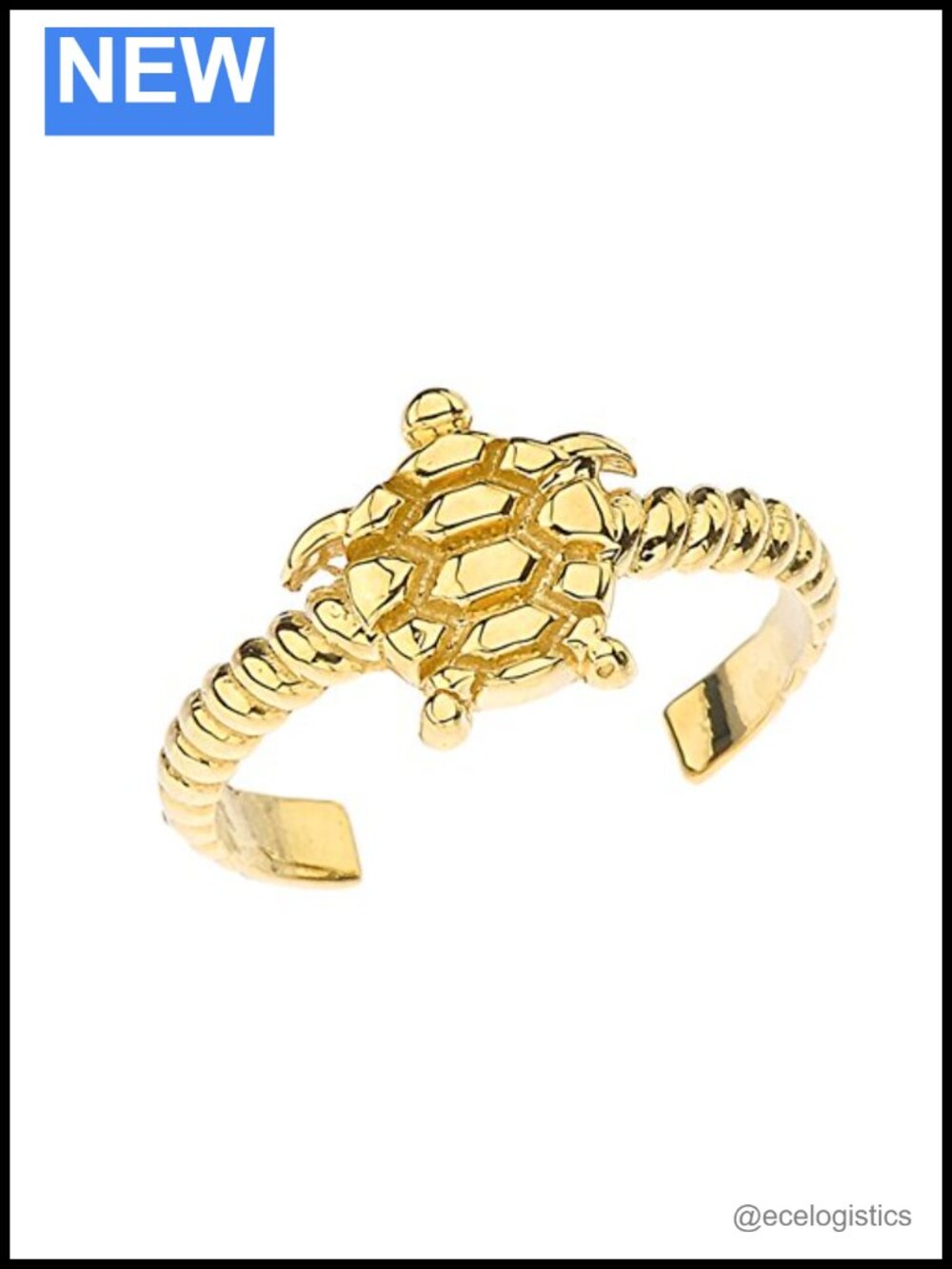 Fine Sea Turtle Rope Toe Ring Solid 10k Gold